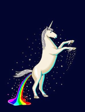 Unicorn pooping rainbow means they have recently eat one. 