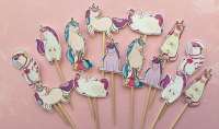 14 different Unicorn cupcake toppers
