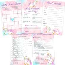 Unicorn Baby Shower Set of 50 sheets per game
