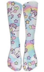 Pink and blue unicorn socks