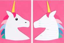 Pink Unicorn Shaped birthday invitation