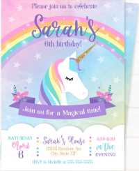 Soft-colored unicorn invitation