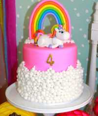 Unicorn Cake with a rainbow