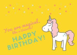 "You are magical like a unicorn" happy birthday card