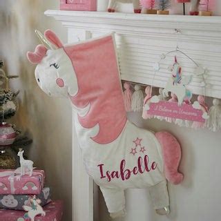 Pink and fluffy personalized unicorn Christmas stocking for a real unicorn lover