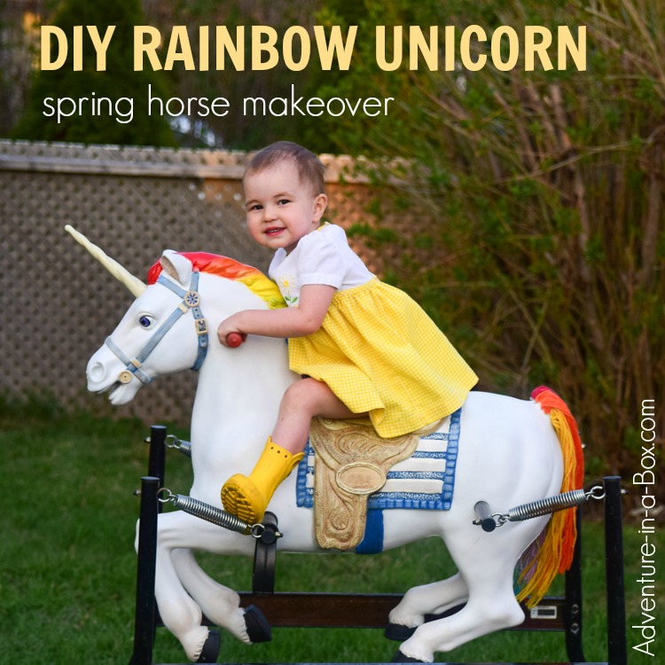 Spring horse makeover to rainbow unicorn