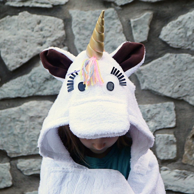 Unicorn themed bath towel